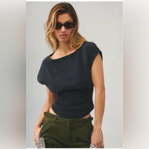 Anthropologie Pilcro Croset Stylish Black Seemed Top